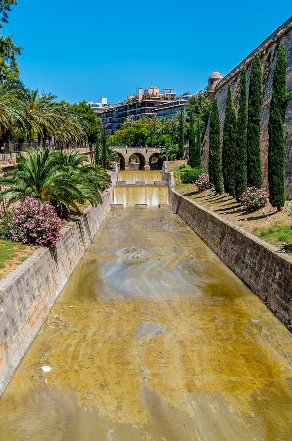 The River Torrent De Sa Riera in Palma, Mallorca, Spain Stock Image