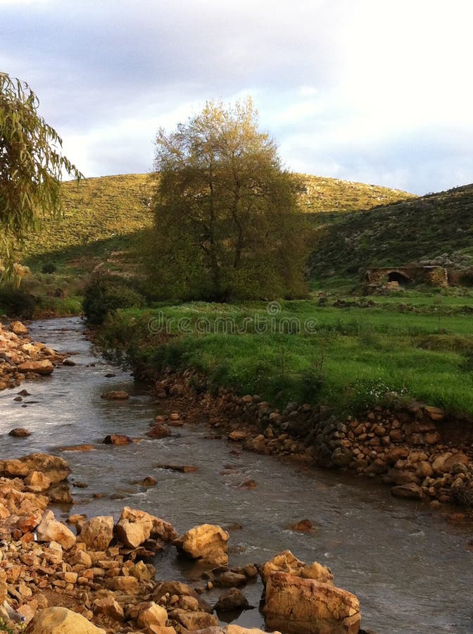 River in a lebanese village, next to an old. River in a lebanese village, next to an old