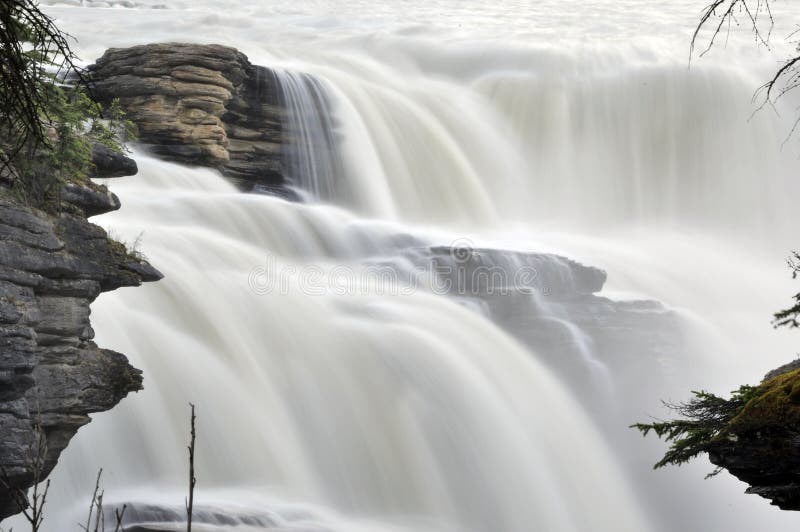 River Water Falling at Athabasca Falls Stock Photo Image of
