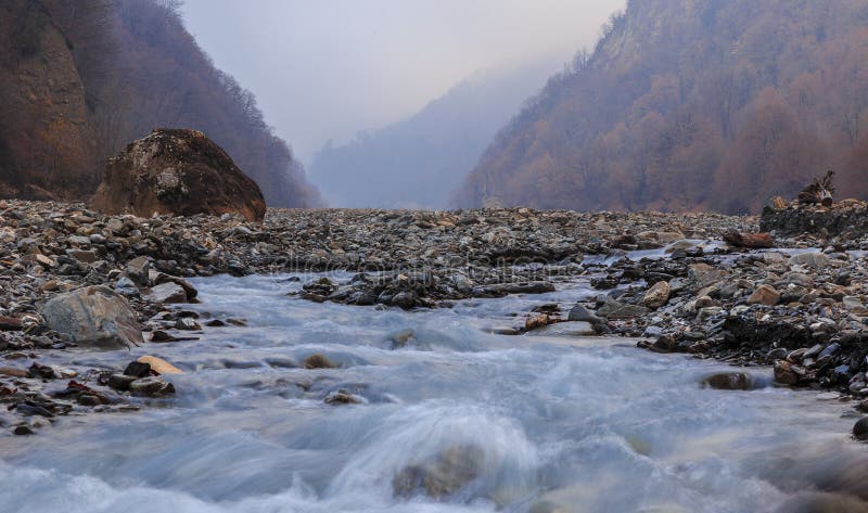 The riverbed Vandam Chay.Village Vandam.Gabala.Azerbaijan