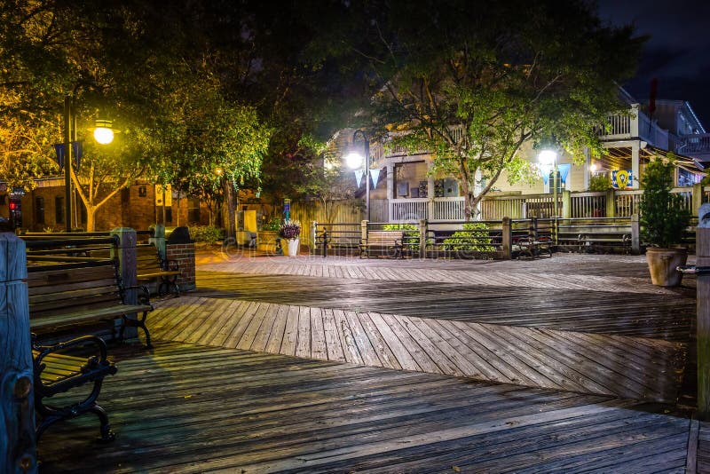 Riverfront board walk scenes in wilmington nc at night royalty free stock photos Riverfront board walk scenes in wilmington nc at night royalty free stock photos