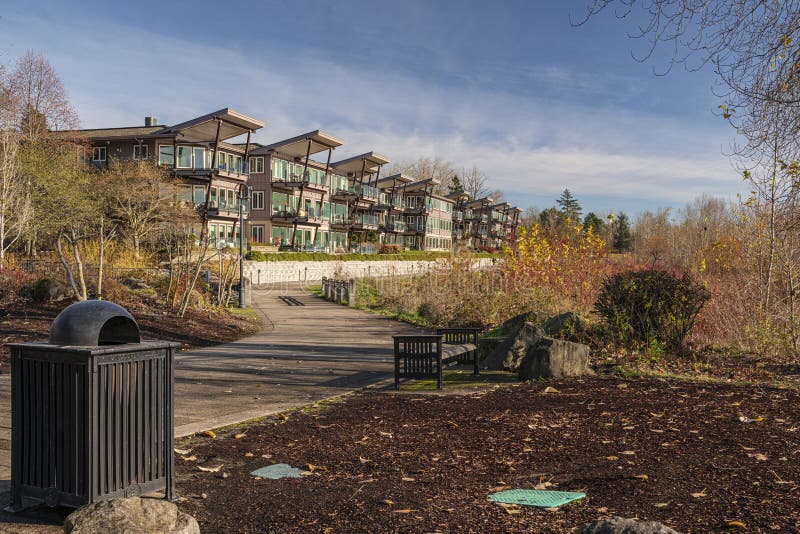 Riverfront Condominiums in Vancouver Washington State Stock Image