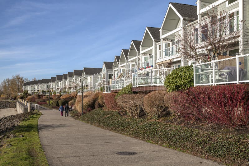 Riverfront Condominiums in Vancouver Washington State Stock Image