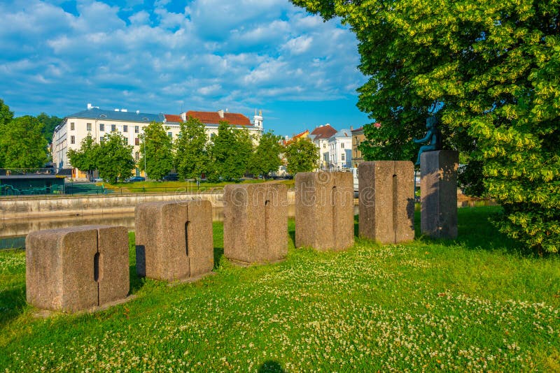 Riverside of Emajogi river in Estonian town Tartu royalty free stock photos