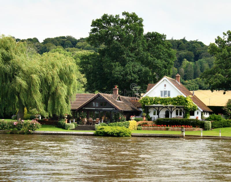 Luxury Riverside Houses stock photo. Image of house, peace 8392592