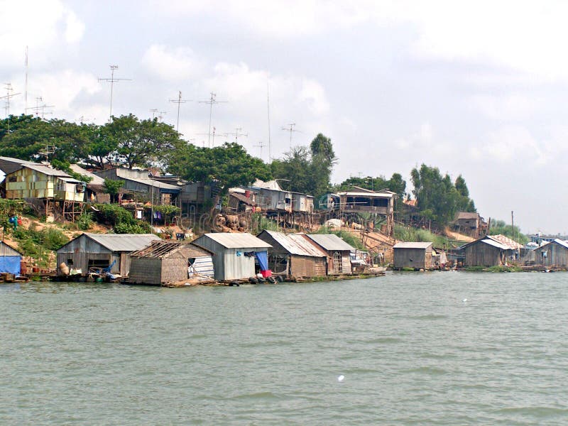 Riverside houses in Cambodia