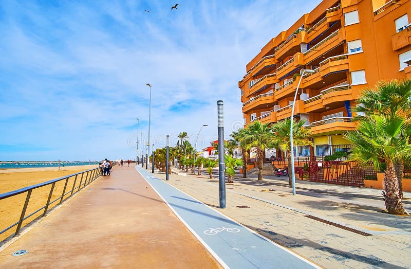 The riverside promenade of Sanlucar, Spain royalty free stock photos