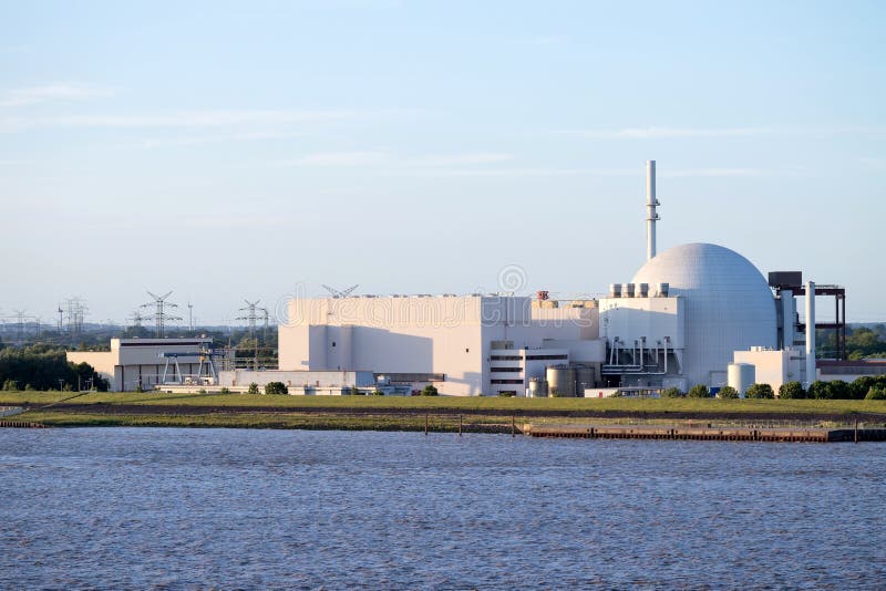 Riverside View Of Brokdorf Nuclear Power Plant, Germany