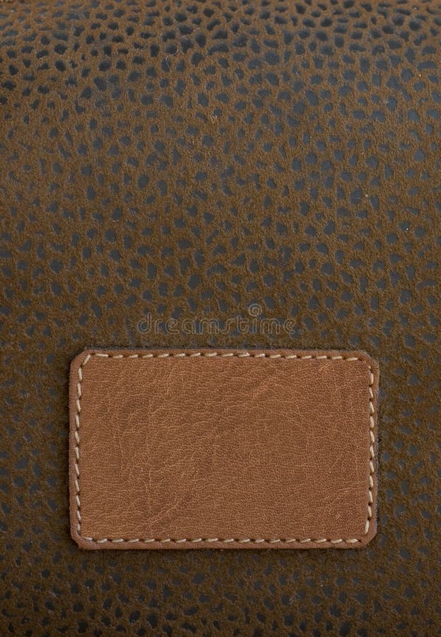 An empty leather patch stitched. An empty leather patch stitched