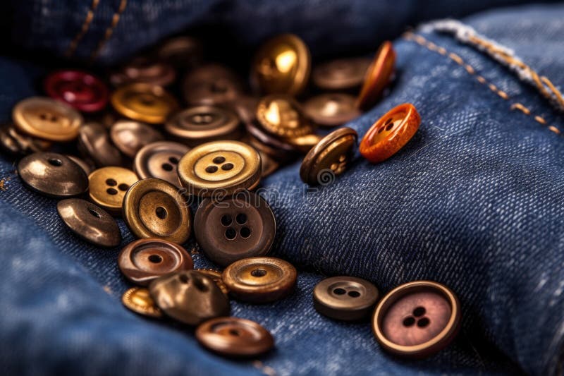 Jeans Metal Buttons On Denim. Macro Shoot. Stock Photo, Picture and Royalty  Free Image. Image 37045566.