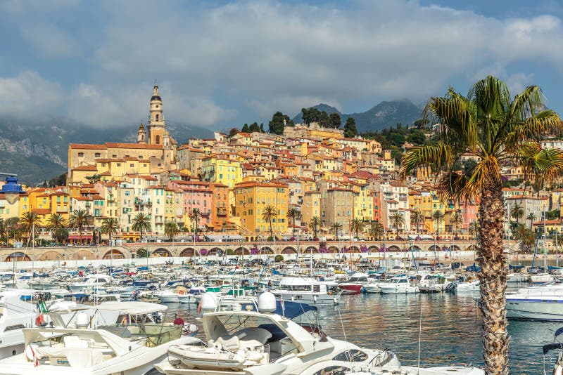 Riviera town Menton view editorial photo. Image of flower - 76266346