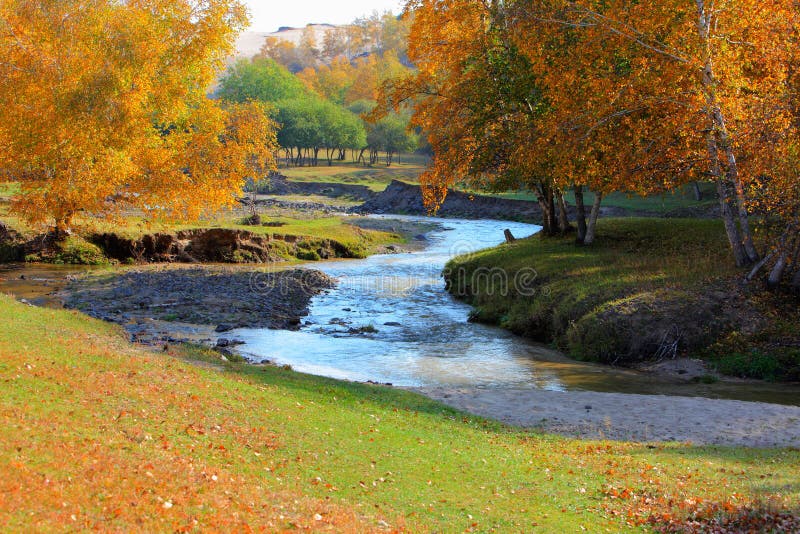 The rivers in the autumn on Chinese Inner Mongolia dam prairie. The rivers in the autumn on Chinese Inner Mongolia dam prairie.