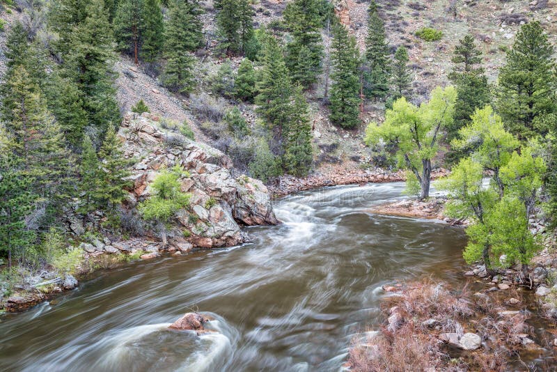 Rivière de Poudre de La de cachette en Rocky Mountains images stock Rivière de Poudre de La de cachette en Rocky Mountains images stock