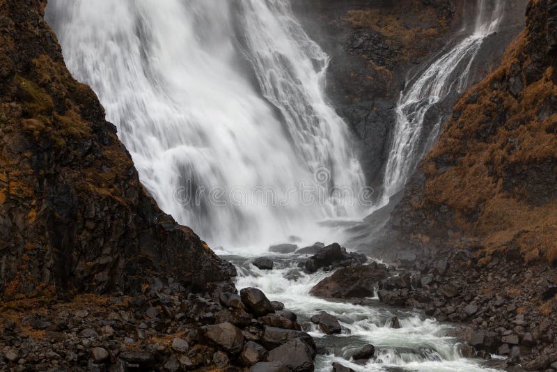 Rjukandafoss, siklawa w północnej części Iceland fotografia stock Rjukandafoss, siklawa w północnej części Iceland fotografia stock