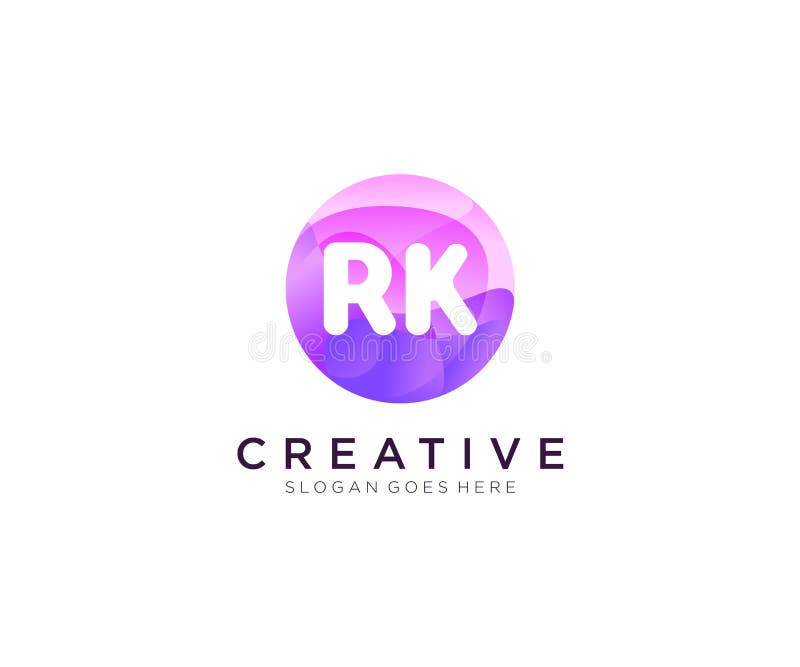 RK initial logo With Colorful Circle template vector stock illustration
