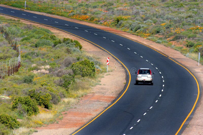 A Car on a lonely road in South Africa