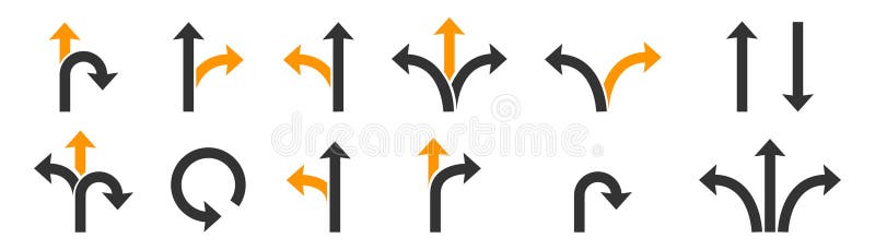 Road Arrow Icon. Road Way Icons Set Stock Vector - Illustration of ...