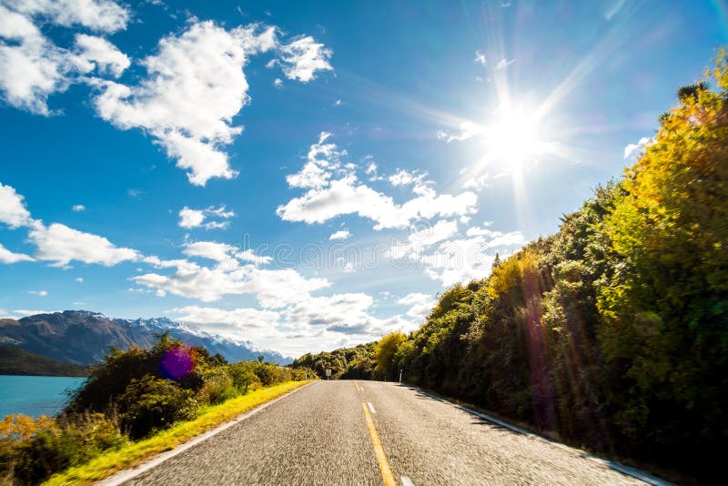  Road  Among The Beautiful  Nature  Of The Mountain And Lake 