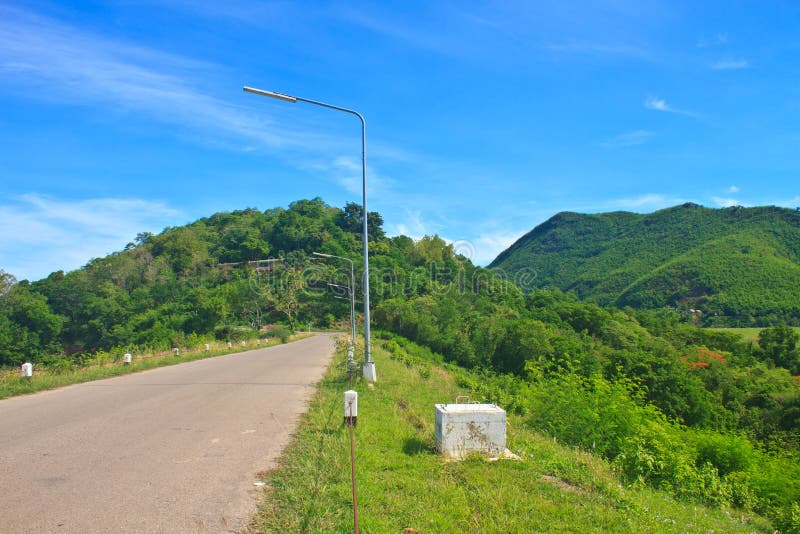 Road and blue sky on top of DAM