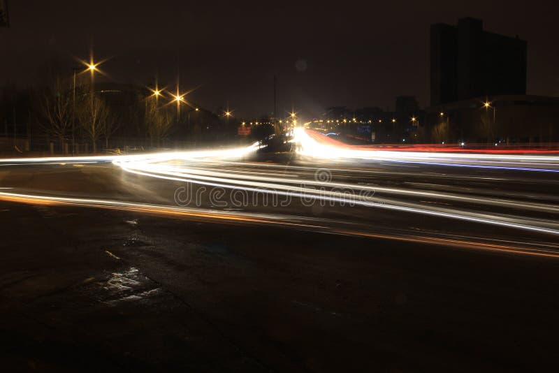 Road with Car Traffic at Night with Blurry Lights Stock Image Image of dusk, auto 52258635