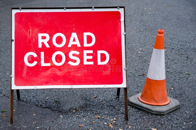 Road closed sign