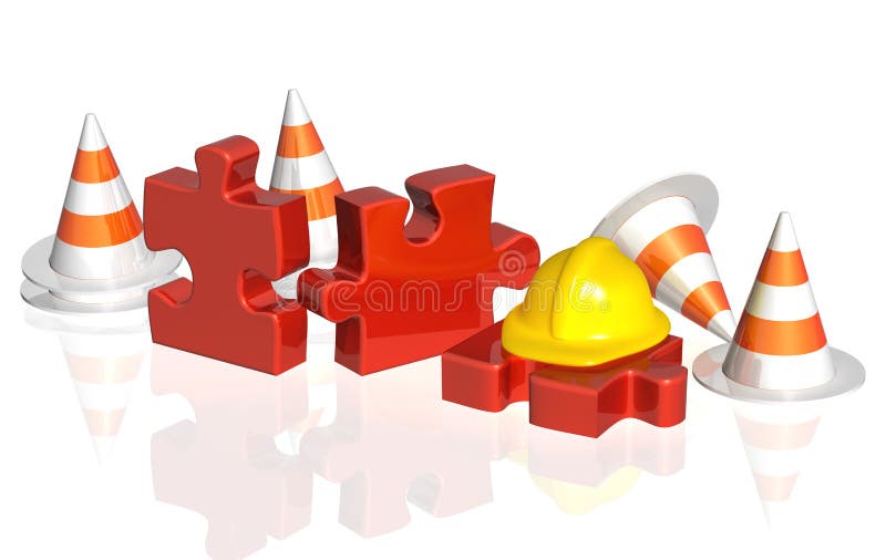 Road Cones Part Puzzle Stock Illustrations 5 Road Cones Part Puzzle