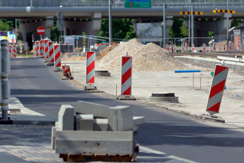 Road Construction in the City Stock Photo Image of danger, move