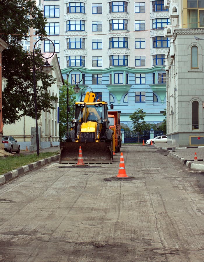 Road Construction in a City Stock Image Image of black, shovel 41231673