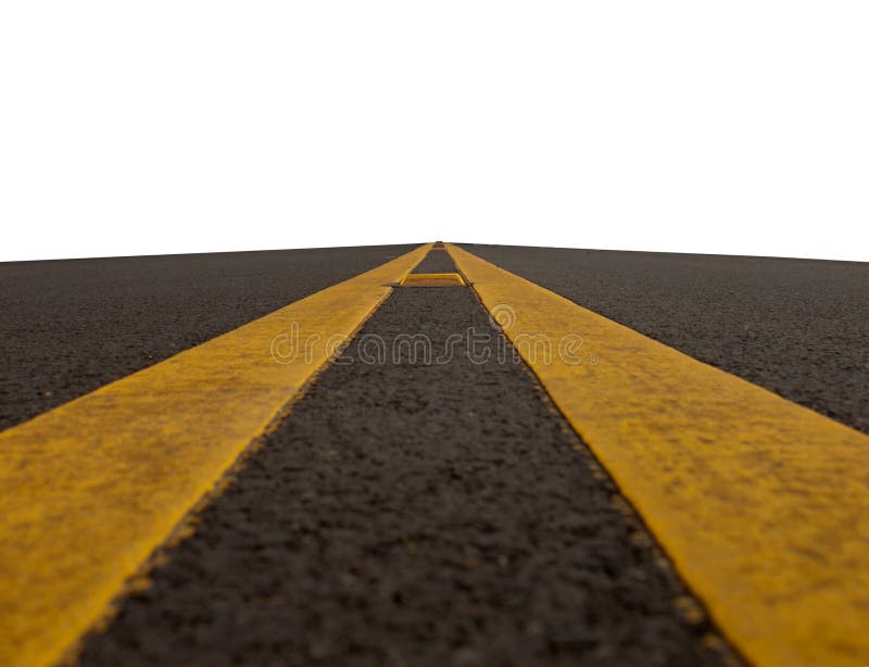 Road with double yellow lines stock photo