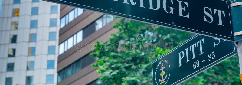 Road intersection signs of Central Business District, Sydney, Australia royalty free stock photography