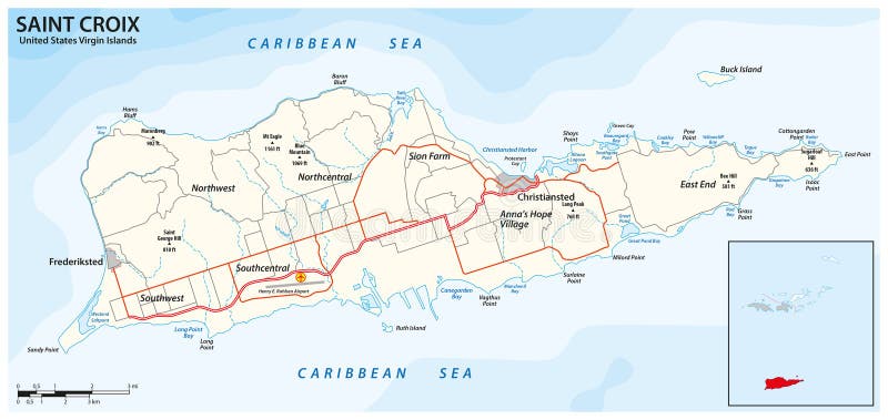 Road Map of the Caribbean Island - Road Map Caribbean Island Saint Croix Virgin Islands United States 281391917