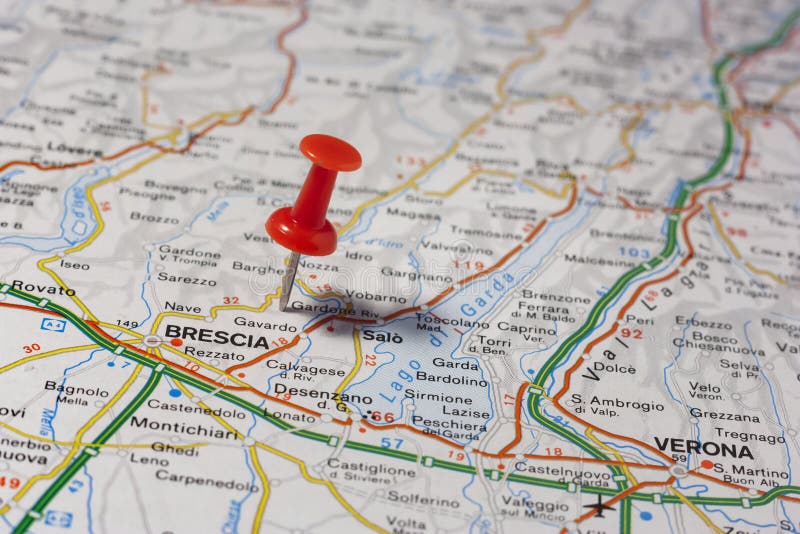 Brescia Pinned On A Map Of Italy Stock Photo - Image of ...
