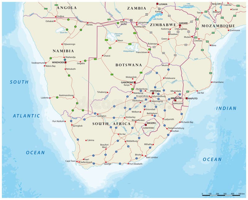 Southern Africa Road Map Stock Illustrations – 42 Southern Africa Road ...