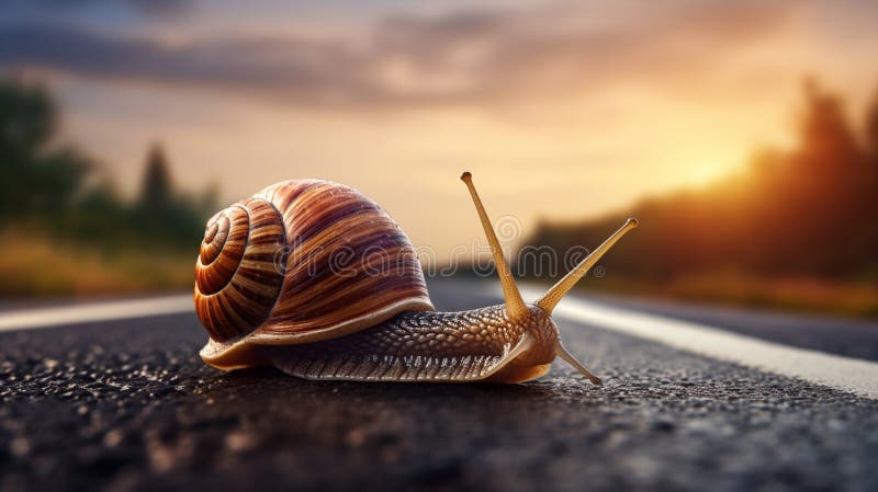 Slow mollusk background animal spiral closeup macro snail shell wildlife brown garden nature