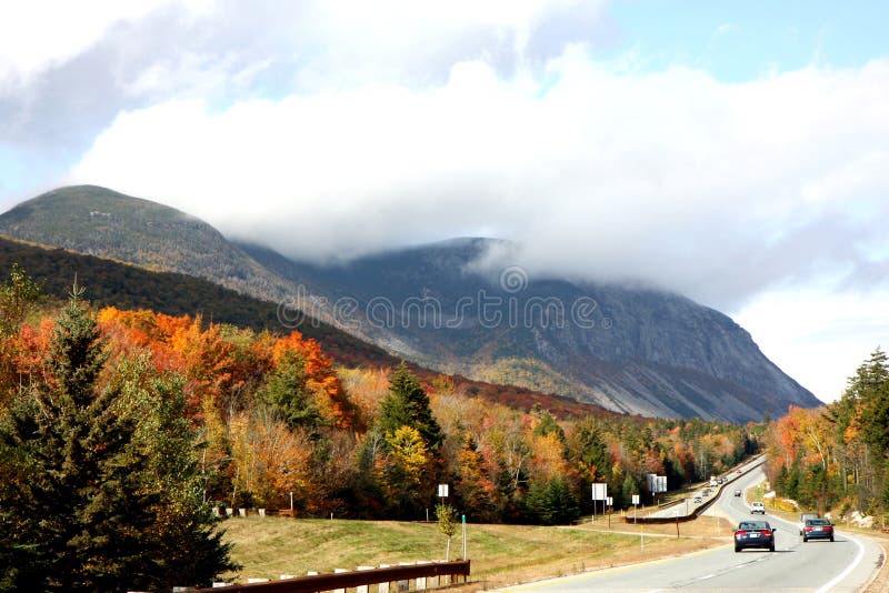 Road and mountains in autumn