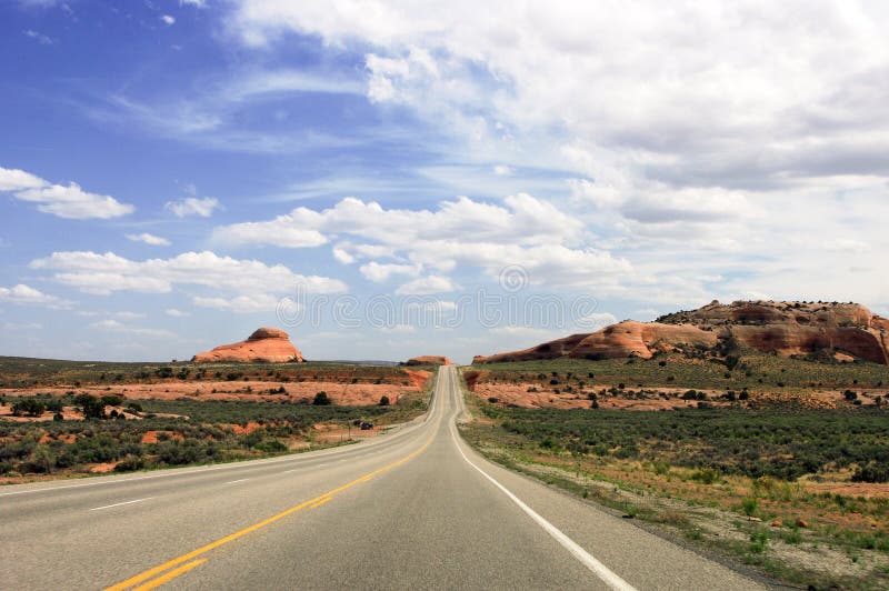 Road near Arches national park, Utah, USA