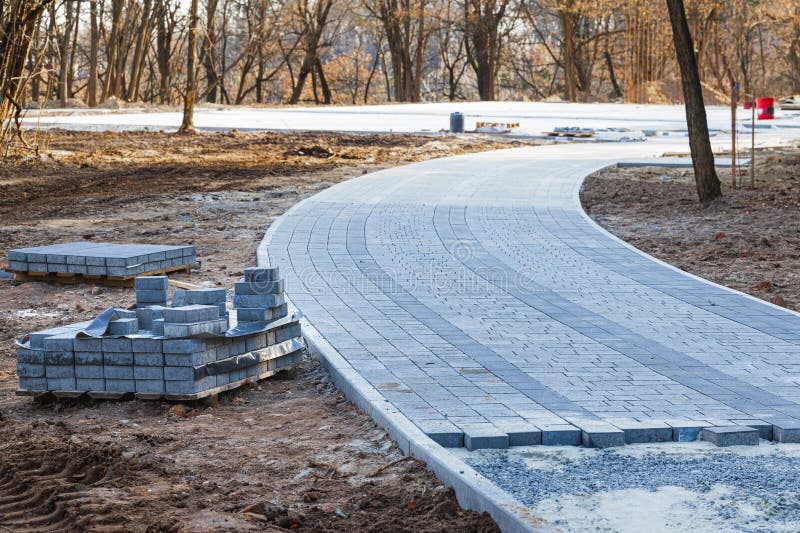 Road pavement construction process industrial concrete material royalty free stock image