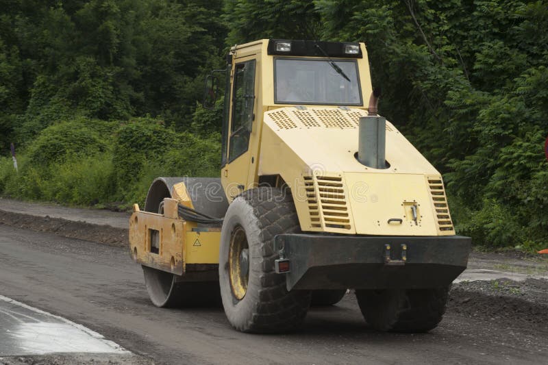 Road Roller in Construction and Road Work Stock Image Image of