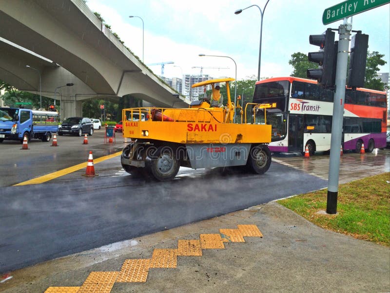 Multi-wheel Road roller stock image