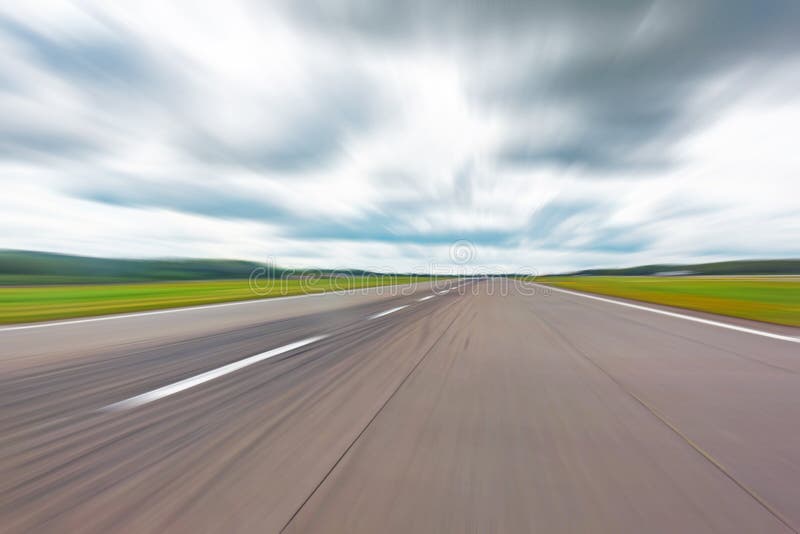 Road runway in motion blurred abstract speed display in perspective. royalty free stock images