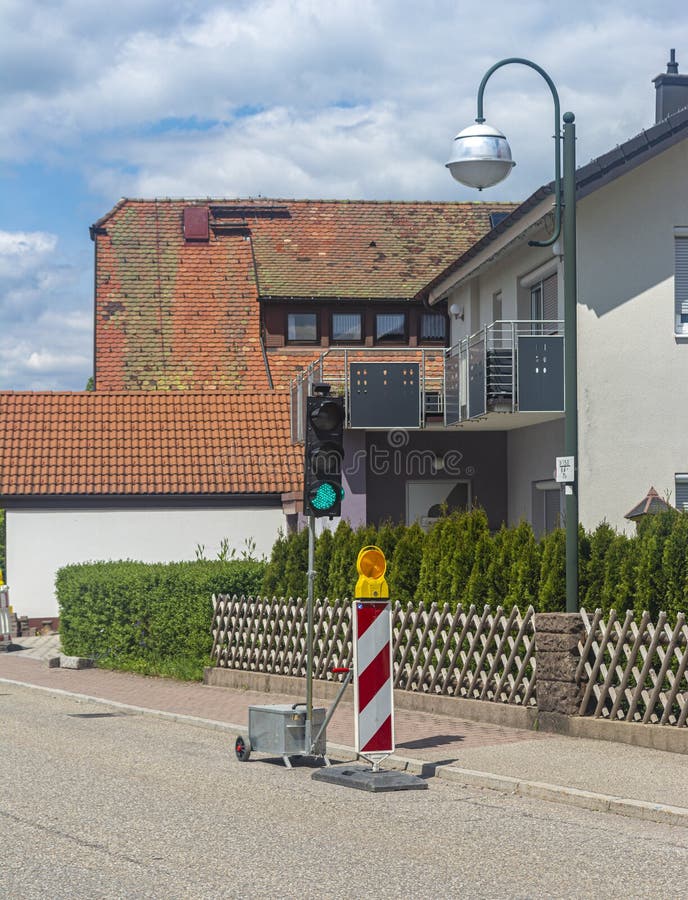 Road Sign, Apartment Building Near the Road, Repair Work Stock Image Image of environment