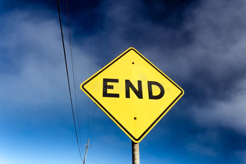 Road Sign Displaying End stock photo