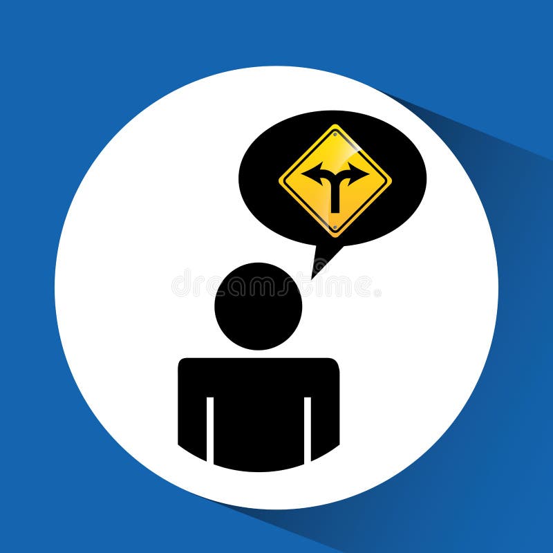 Road sign fork silhouette man royalty free illustration Road sign fork silhouette man royalty free illustration