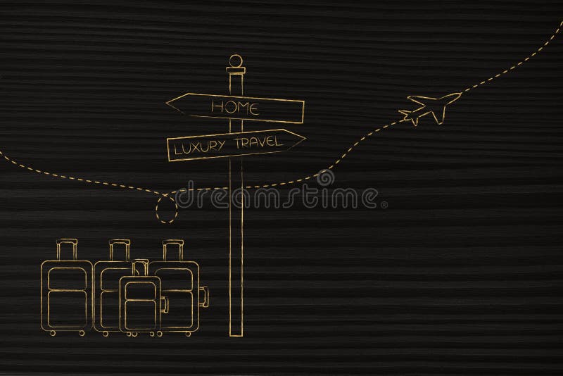 Road sign with Home and Luxury Travel alternative directions wit royalty free illustration Road sign with Home and Luxury Travel alternative directions wit royalty free illustration