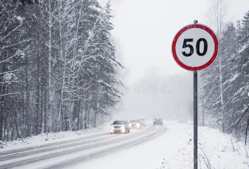 Road sign speed limit 50 km/h