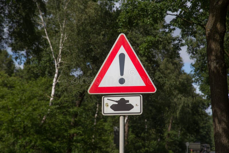 Road Sign Tanks Crossing stock image. Image of crossing 58036545