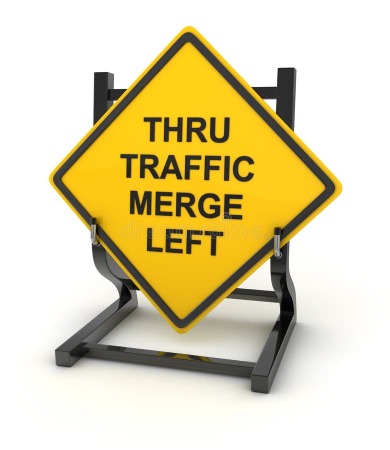 Road sign - thru traffic merge left vector illustration
