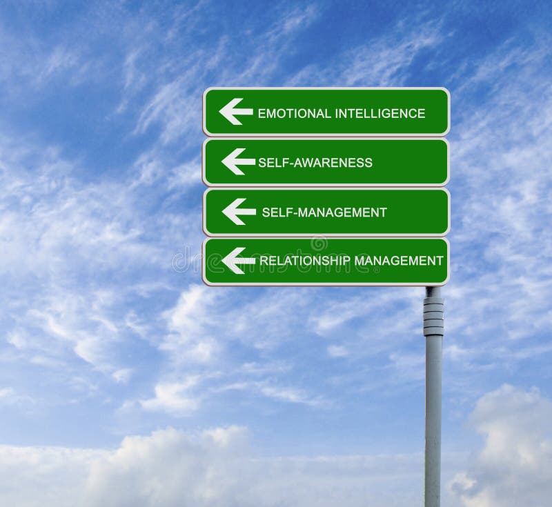Road sign to emotional intelligence stock illustration Road sign to emotional intelligence stock illustration