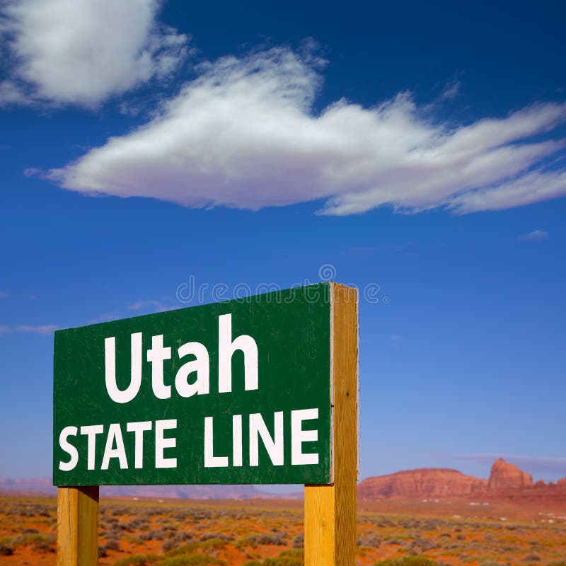 Road Sign between Utah and Arizona State Line Stock Image Image of