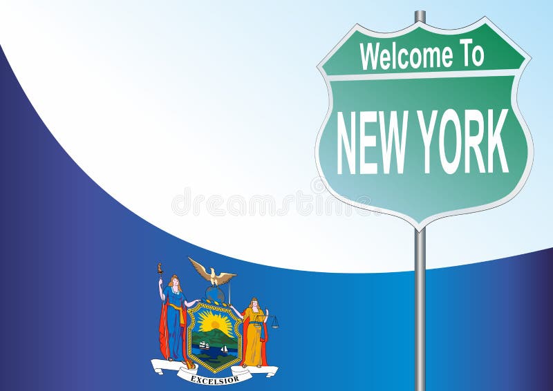 Road Sign Welcome To the New York Stock Vector - Illustration of road ...